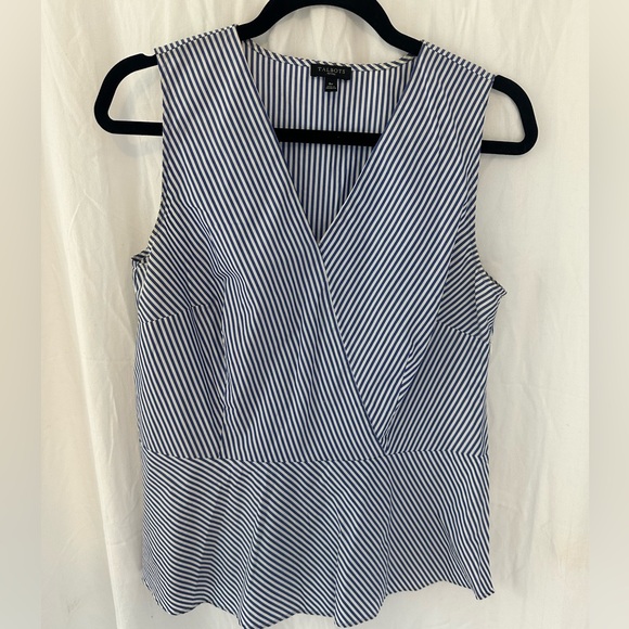Talbots Navy and White Striped Blouse - Picture 1 of 6